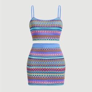 NWOT Bodycon Striped Skirt & Cami Set